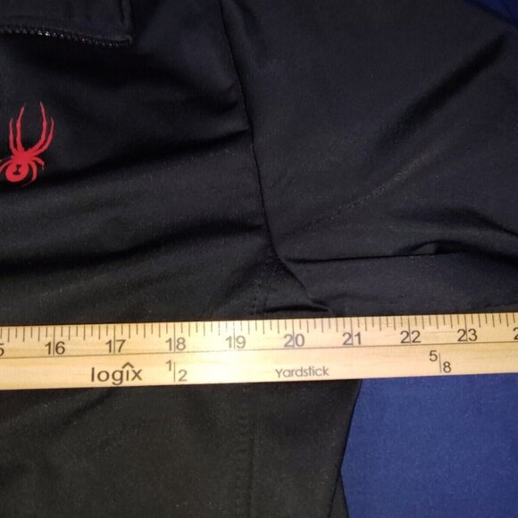 Spyder Jacket Men's Large Black Full Zip Pullover Sweater Red Logo Lined - Picture 6 of 8